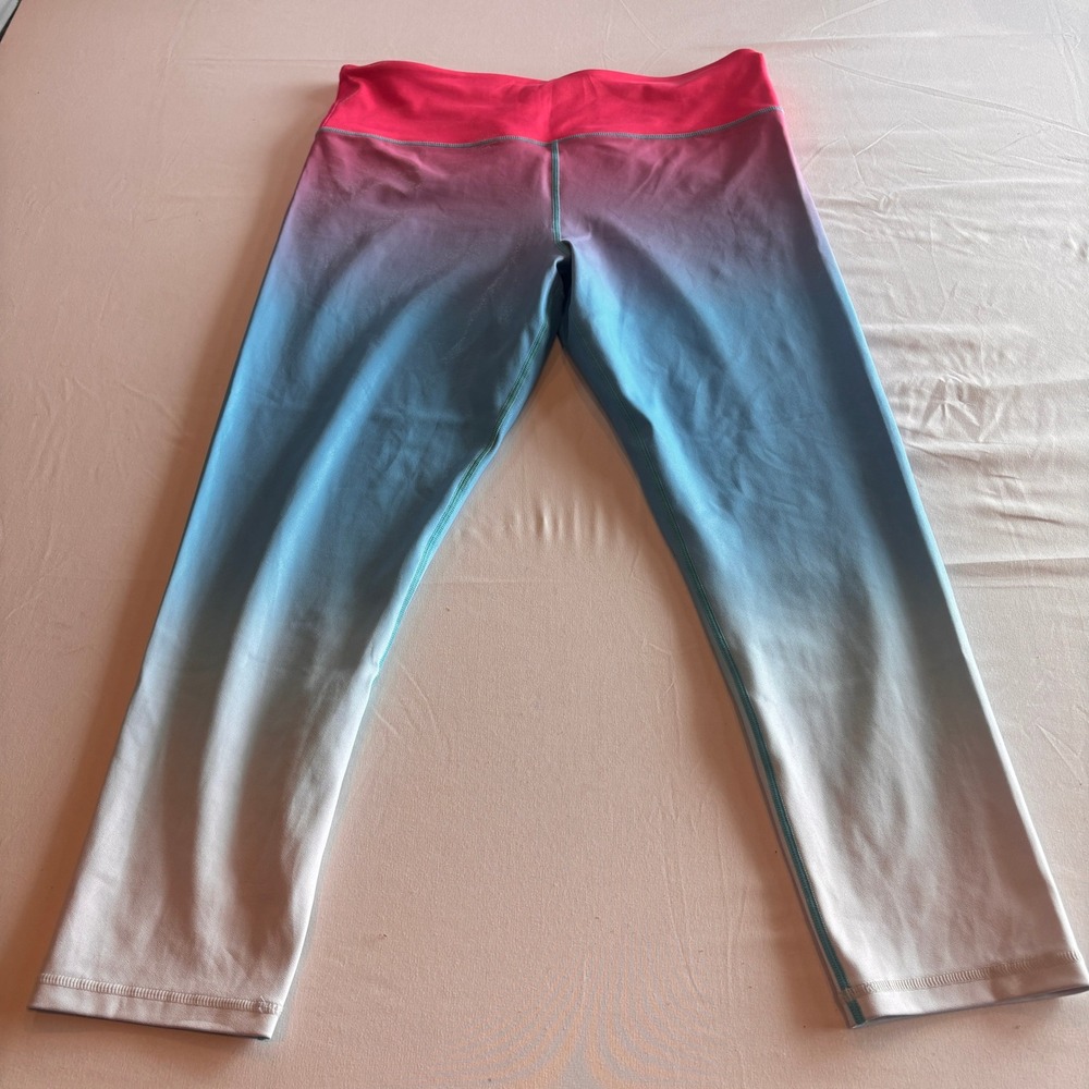 Zyia Active Ombre Leggings Pink Blue White Athletic Yoga Pants Womens 16-18